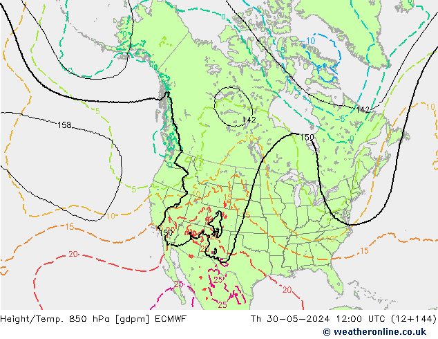 Height/Temp. 850 hPa ECMWF Th 30.05.2024 12 UTC