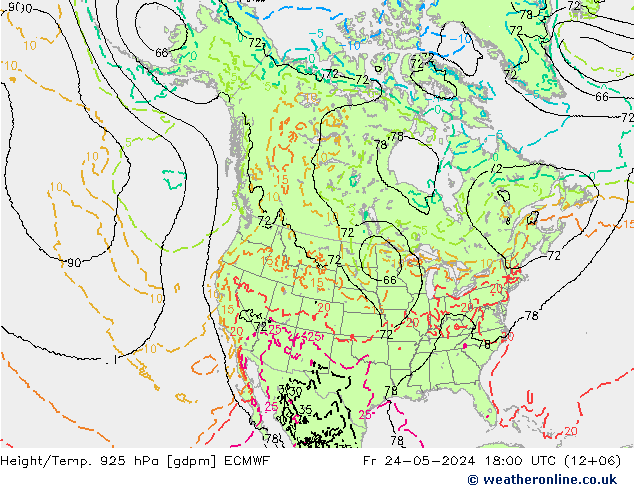 Height/Temp. 925 hPa ECMWF 星期五 24.05.2024 18 UTC