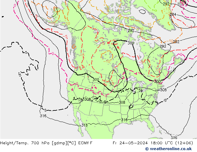 Height/Temp. 700 hPa ECMWF  24.05.2024 18 UTC