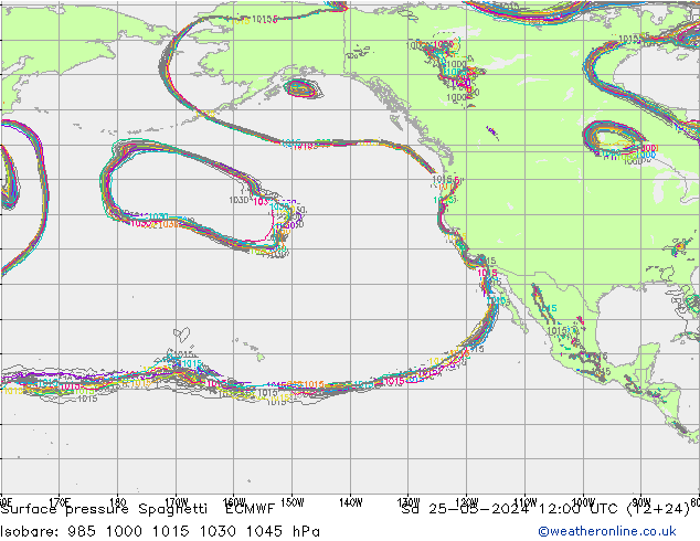 Surface pressure Spaghetti ECMWF Sa 25.05.2024 12 UTC