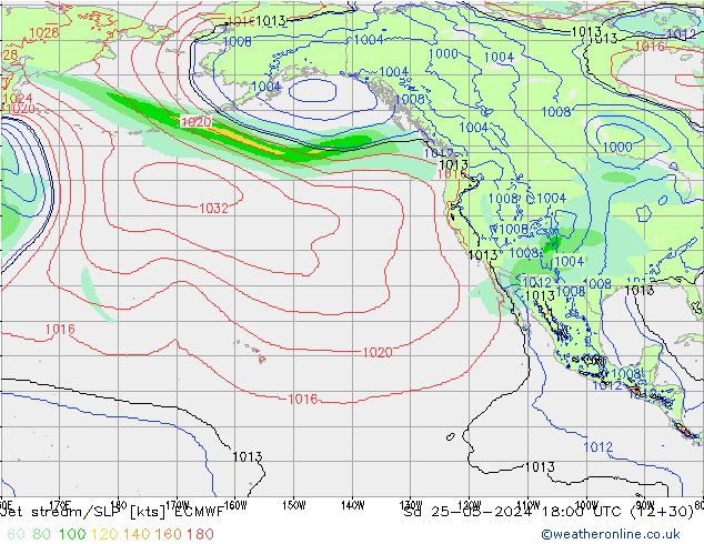 Jet stream/SLP ECMWF Sa 25.05.2024 18 UTC