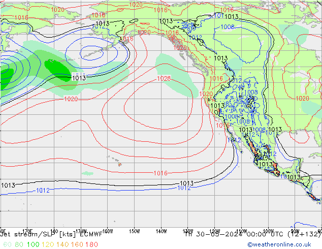 Jet stream ECMWF Qui 30.05.2024 00 UTC