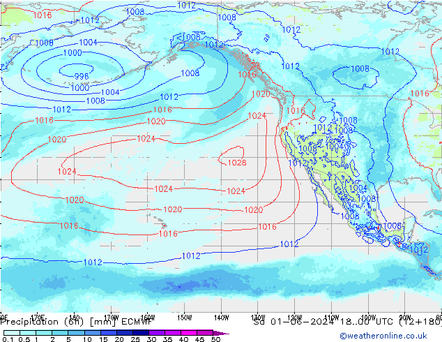 осадки (6h) ECMWF сб 01.06.2024 00 UTC