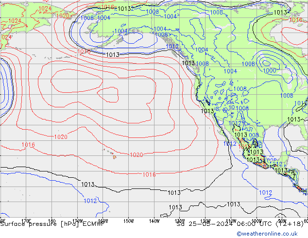 Surface pressure ECMWF Sa 25.05.2024 06 UTC