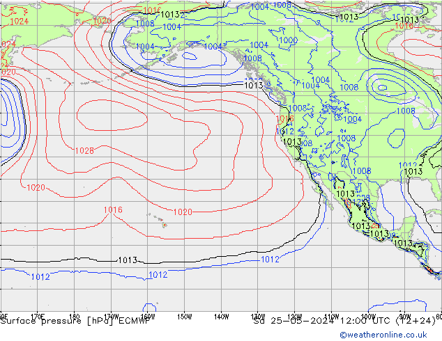 Surface pressure ECMWF Sa 25.05.2024 12 UTC