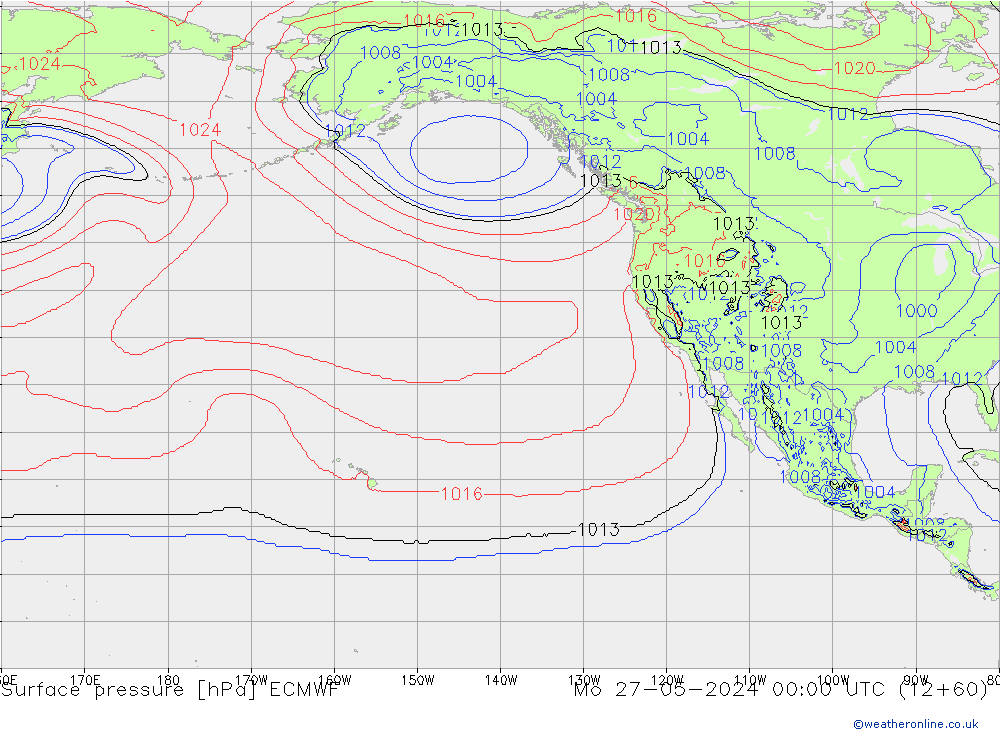 Atmosférický tlak ECMWF Po 27.05.2024 00 UTC