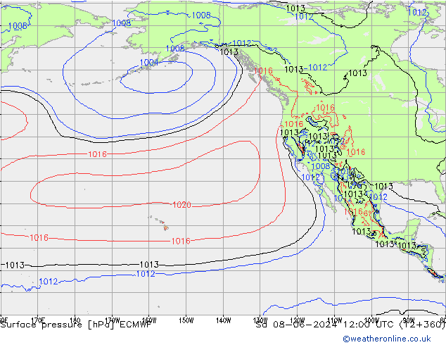 Surface pressure ECMWF Sa 08.06.2024 12 UTC