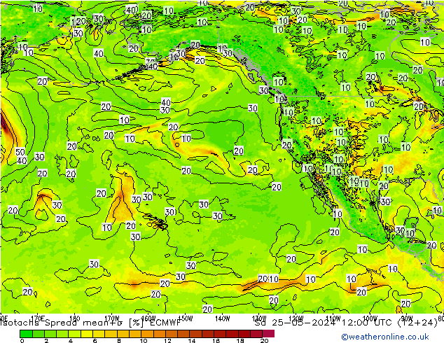 Isotachs Spread ECMWF Sa 25.05.2024 12 UTC