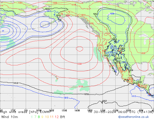 High wind areas ECMWF jeu 30.05.2024 06 UTC