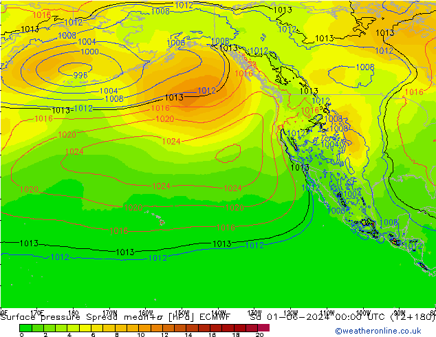 pressão do solo Spread ECMWF Sáb 01.06.2024 00 UTC