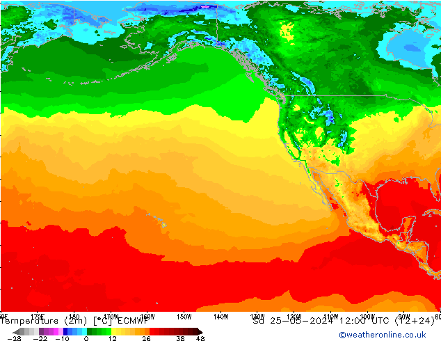 température (2m) ECMWF sam 25.05.2024 12 UTC