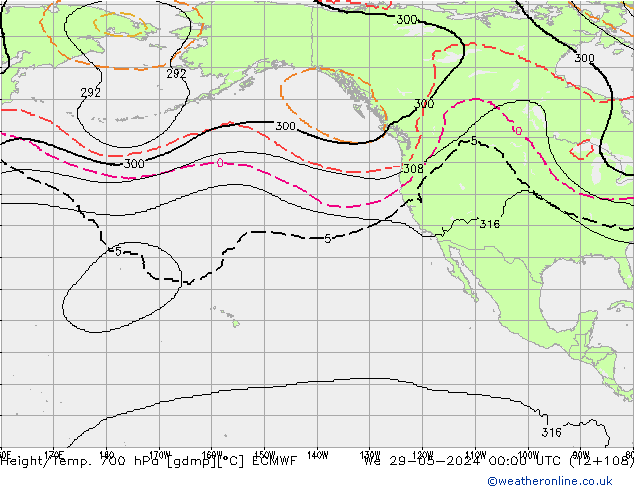 Géop./Temp. 700 hPa ECMWF mer 29.05.2024 00 UTC