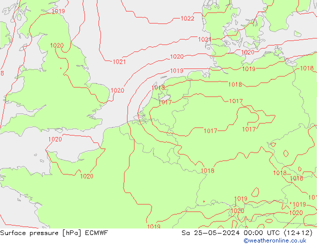 Surface pressure ECMWF Sa 25.05.2024 00 UTC