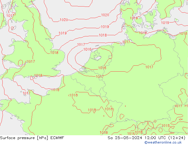 Surface pressure ECMWF Sa 25.05.2024 12 UTC