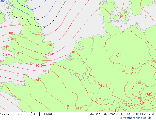 ciśnienie ECMWF pon. 27.05.2024 18 UTC