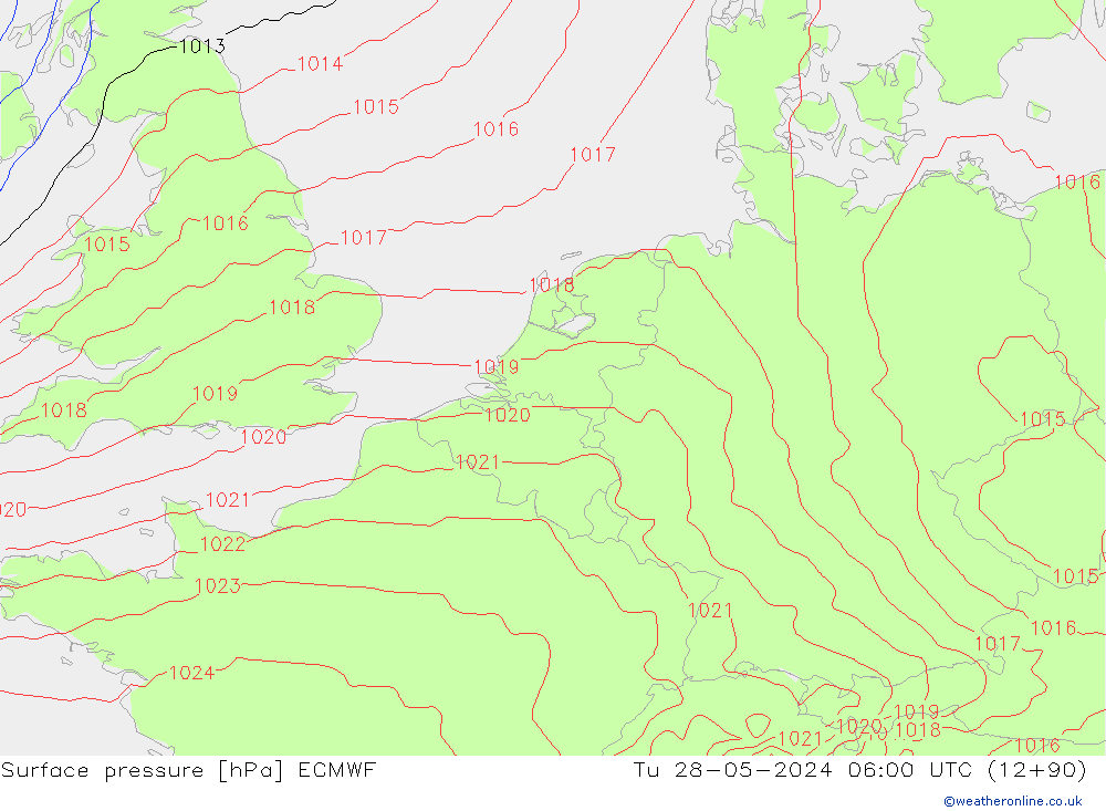 Yer basıncı ECMWF Sa 28.05.2024 06 UTC