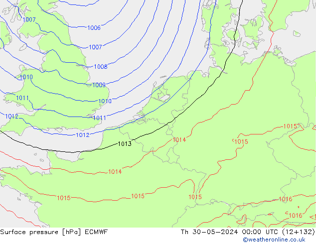 pressão do solo ECMWF Qui 30.05.2024 00 UTC