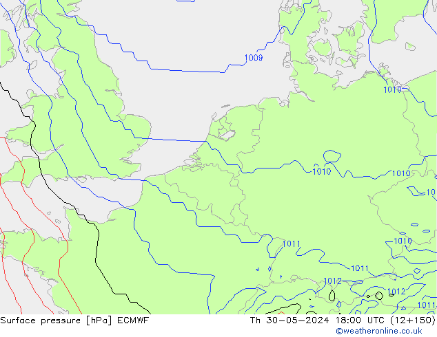 Luchtdruk (Grond) ECMWF do 30.05.2024 18 UTC