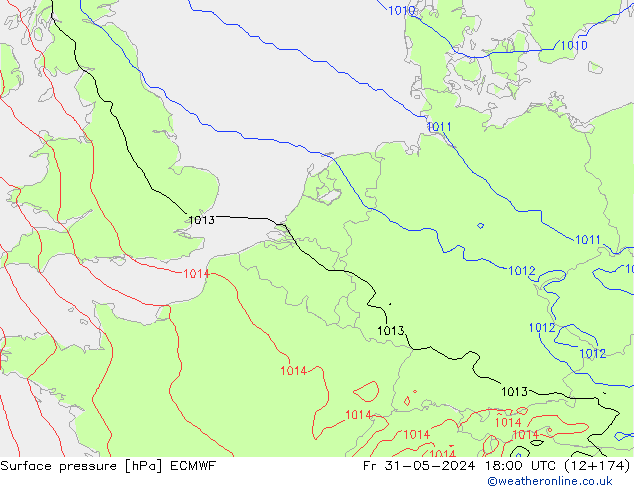 Surface pressure ECMWF Fr 31.05.2024 18 UTC