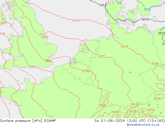 Bodendruck ECMWF Sa 01.06.2024 12 UTC