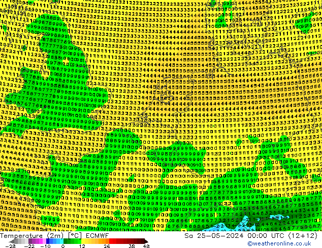 карта температуры ECMWF сб 25.05.2024 00 UTC