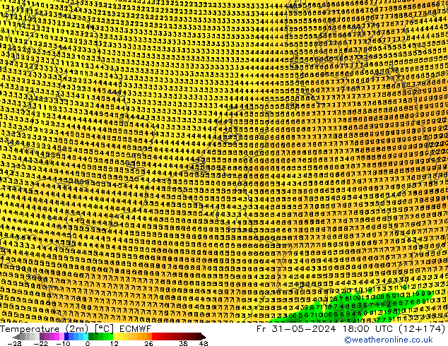карта температуры ECMWF пт 31.05.2024 18 UTC