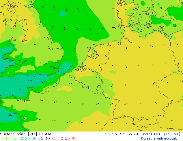 Surface wind ECMWF Ne 26.05.2024 18 UTC