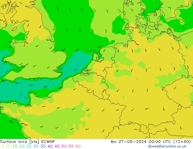 Bodenwind ECMWF Mo 27.05.2024 00 UTC