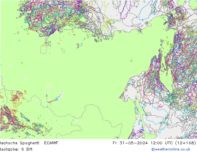 Isotachs Spaghetti ECMWF Sex 31.05.2024 12 UTC