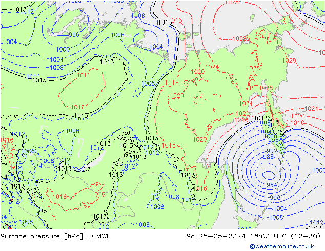 Surface pressure ECMWF Sa 25.05.2024 18 UTC