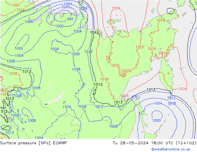 ciśnienie ECMWF wto. 28.05.2024 18 UTC