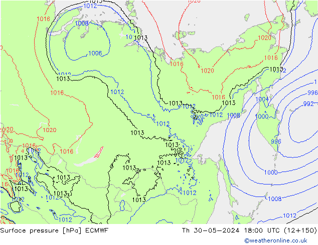 Surface pressure ECMWF Th 30.05.2024 18 UTC