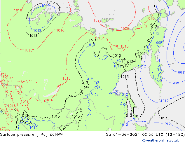 приземное давление ECMWF сб 01.06.2024 00 UTC