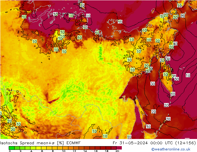 Isotachs Spread ECMWF ven 31.05.2024 00 UTC