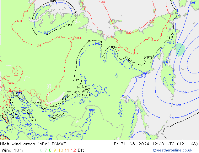 High wind areas ECMWF пт 31.05.2024 12 UTC