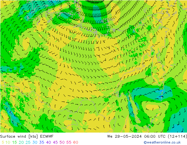 Rüzgar 10 m ECMWF Çar 29.05.2024 06 UTC