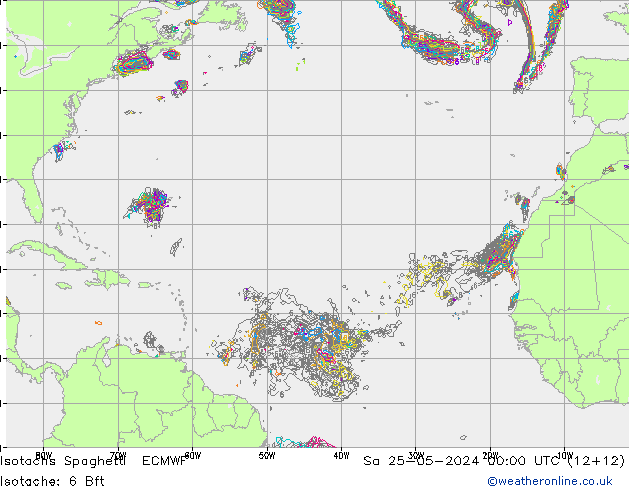 Isotachs Spaghetti ECMWF  25.05.2024 00 UTC
