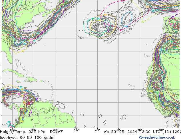 Height/Temp. 925 hPa ECMWF Qua 29.05.2024 12 UTC