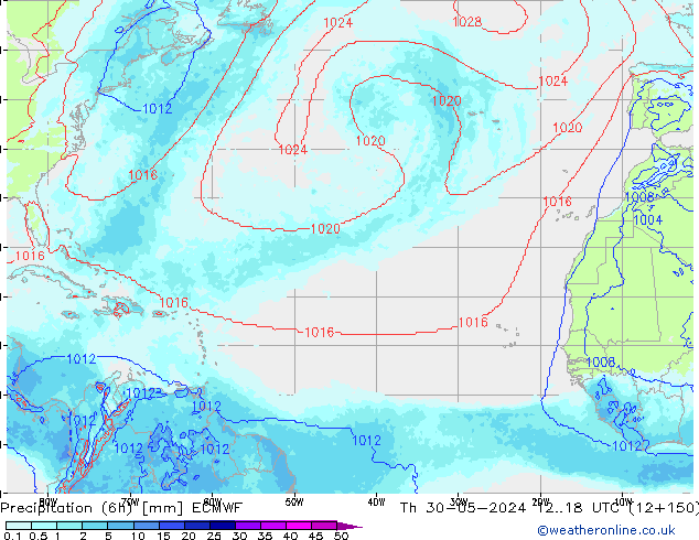 Precipitation (6h) ECMWF Th 30.05.2024 18 UTC