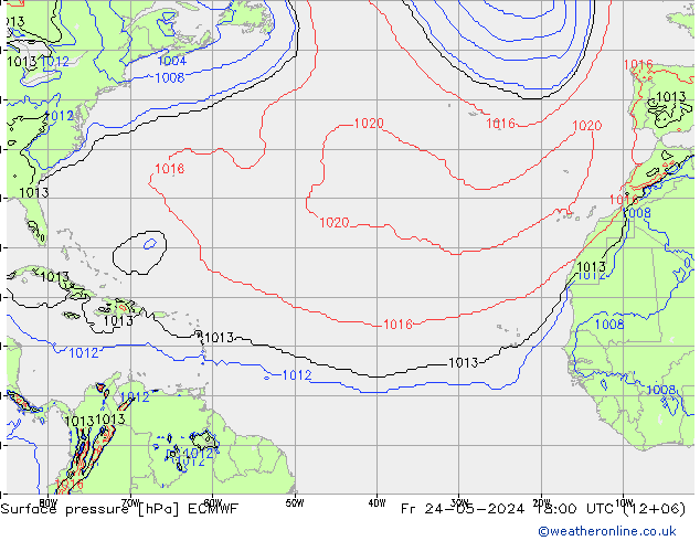 приземное давление ECMWF пт 24.05.2024 18 UTC