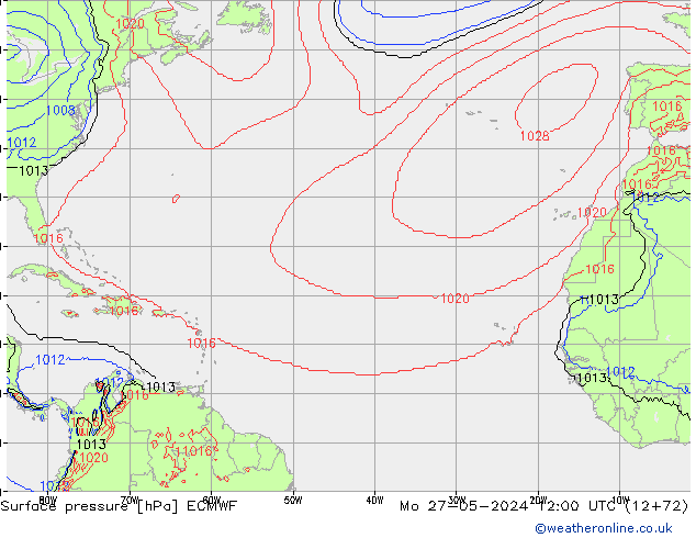 Pressione al suolo ECMWF lun 27.05.2024 12 UTC