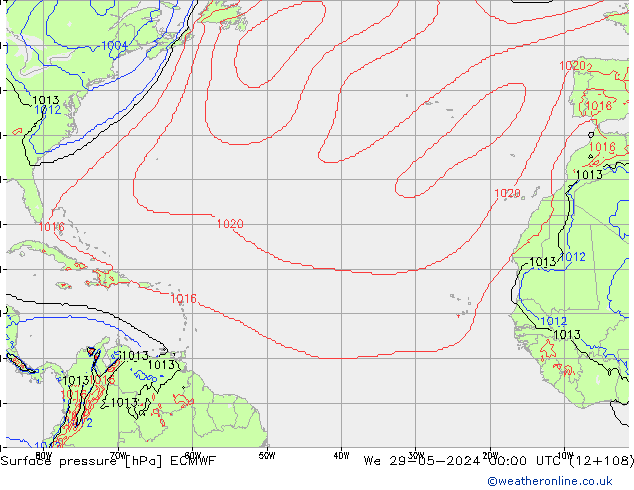 Surface pressure ECMWF We 29.05.2024 00 UTC