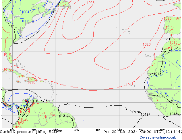 Surface pressure ECMWF We 29.05.2024 06 UTC