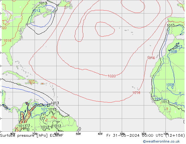 Surface pressure ECMWF Fr 31.05.2024 00 UTC