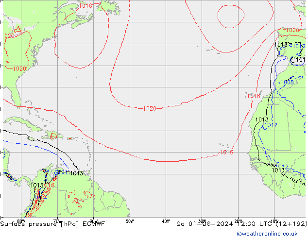 ciśnienie ECMWF so. 01.06.2024 12 UTC