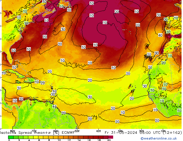 Eşrüzgar Hızları Spread ECMWF Cu 31.05.2024 06 UTC