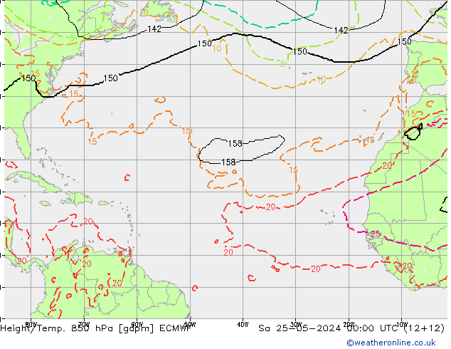 Height/Temp. 850 hPa ECMWF  25.05.2024 00 UTC