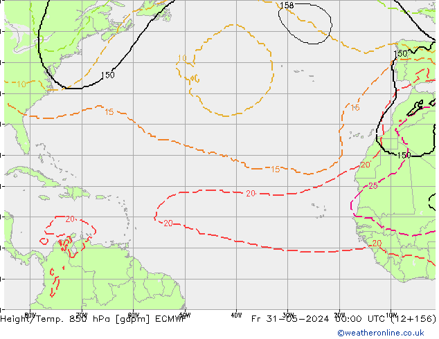 Height/Temp. 850 гПа ECMWF пт 31.05.2024 00 UTC