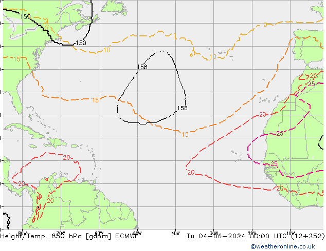 Height/Temp. 850 hPa ECMWF Ter 04.06.2024 00 UTC