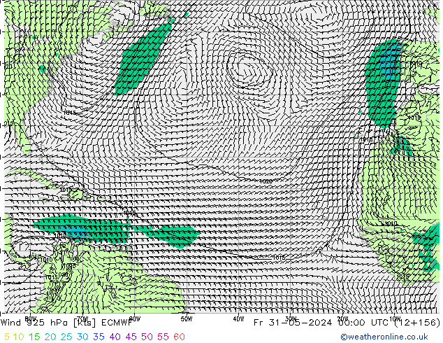 Vento 925 hPa ECMWF Sex 31.05.2024 00 UTC